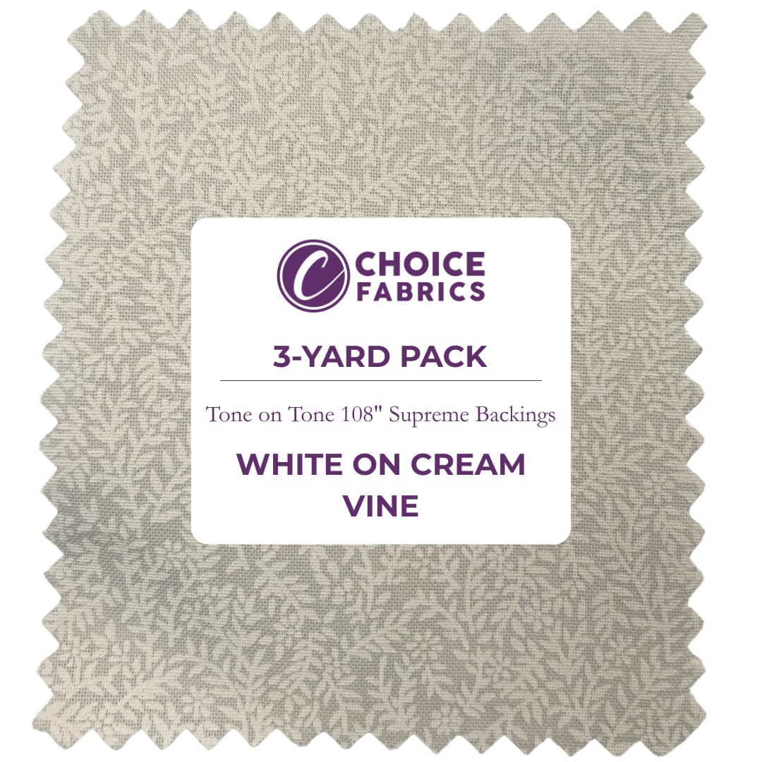 Tone on Tone 108" Supreme Backings - White on Cream Vines (3-Yard Pack)