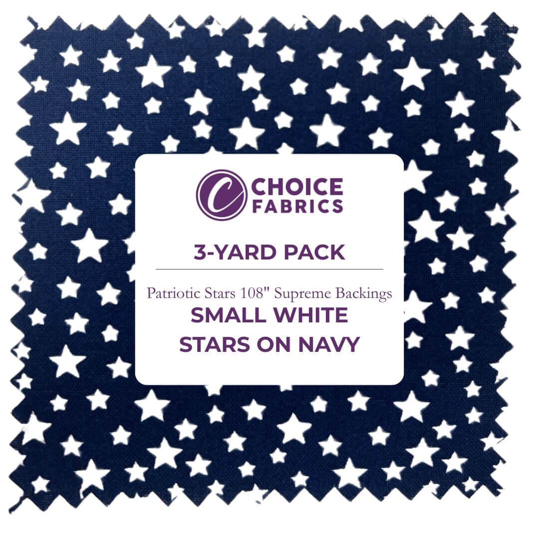 Patriotic Stars 108" Supreme Backings - White Stars on Navy (3-Yard Pack)