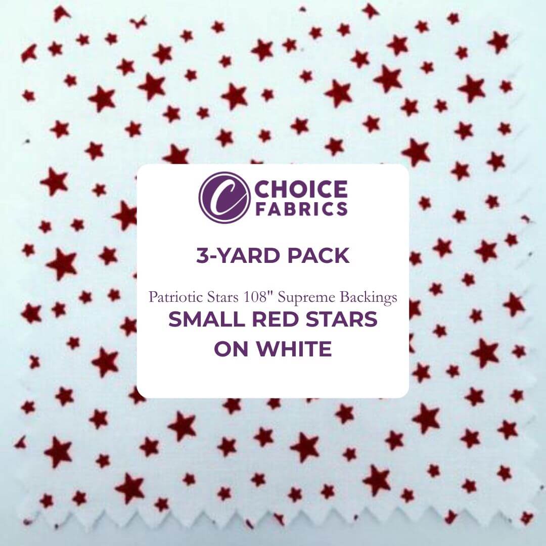 Patriotic Stars 108" Supreme Backings - Red Stars on White (3-Yard Pack)