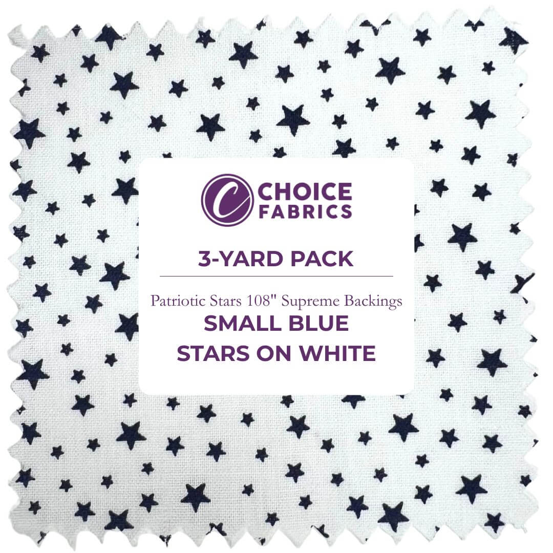 Patriotic Stars 108" Supreme Backings - Navy Stars on White (3-Yard Pack)