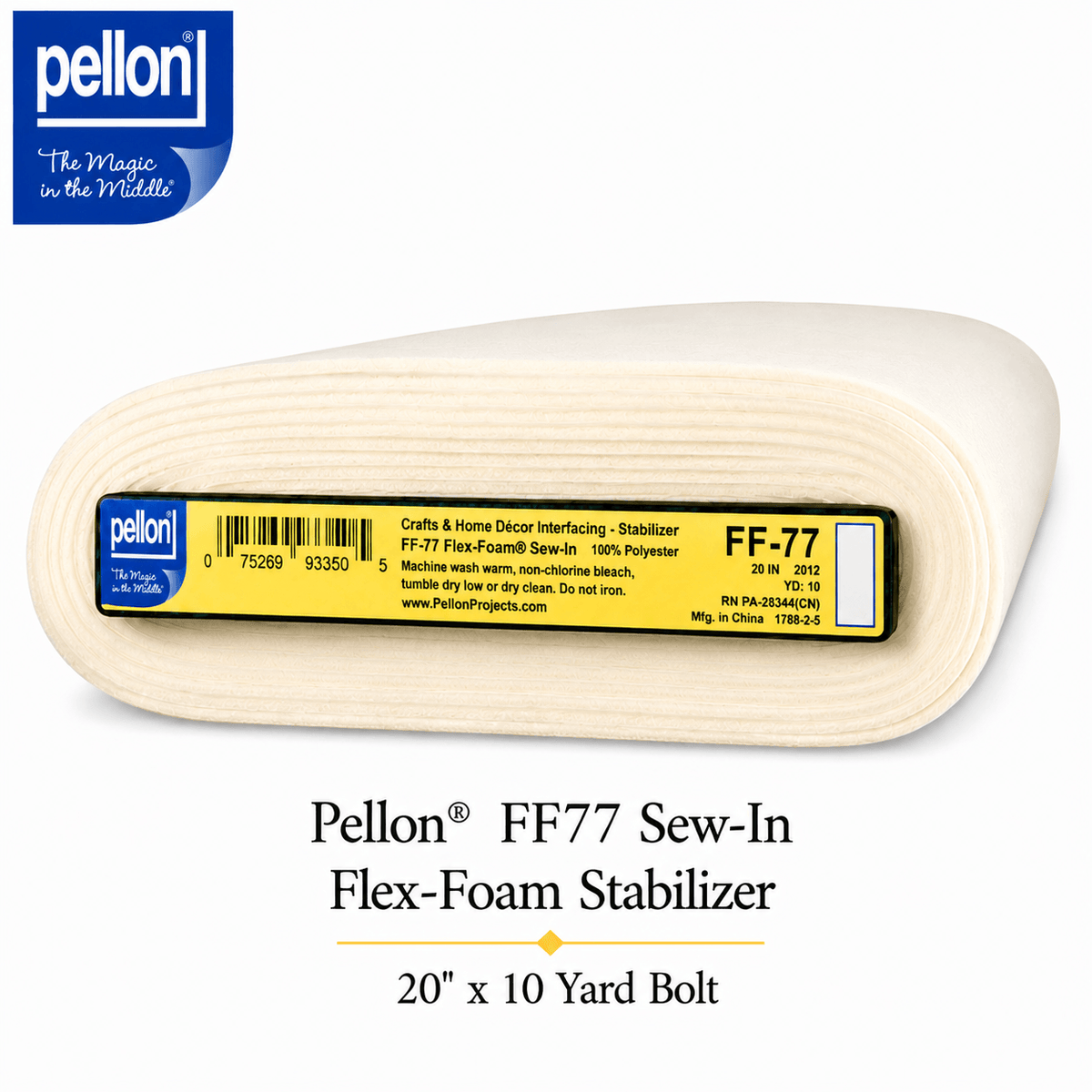 Pellon® FF77 Sew-In Flex-Foam Stabilizer – 20" x 10 Yard Bolt