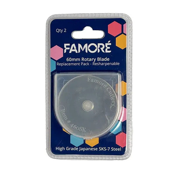 Famoré 60mm Rotary Cutter Replacement Blades - Pack of 2