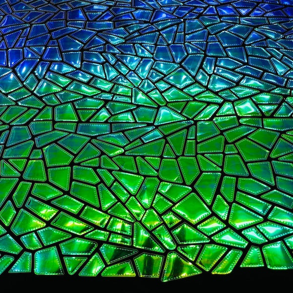 Shattered Glassed Metallic Foil Stretch Velvet Fabric