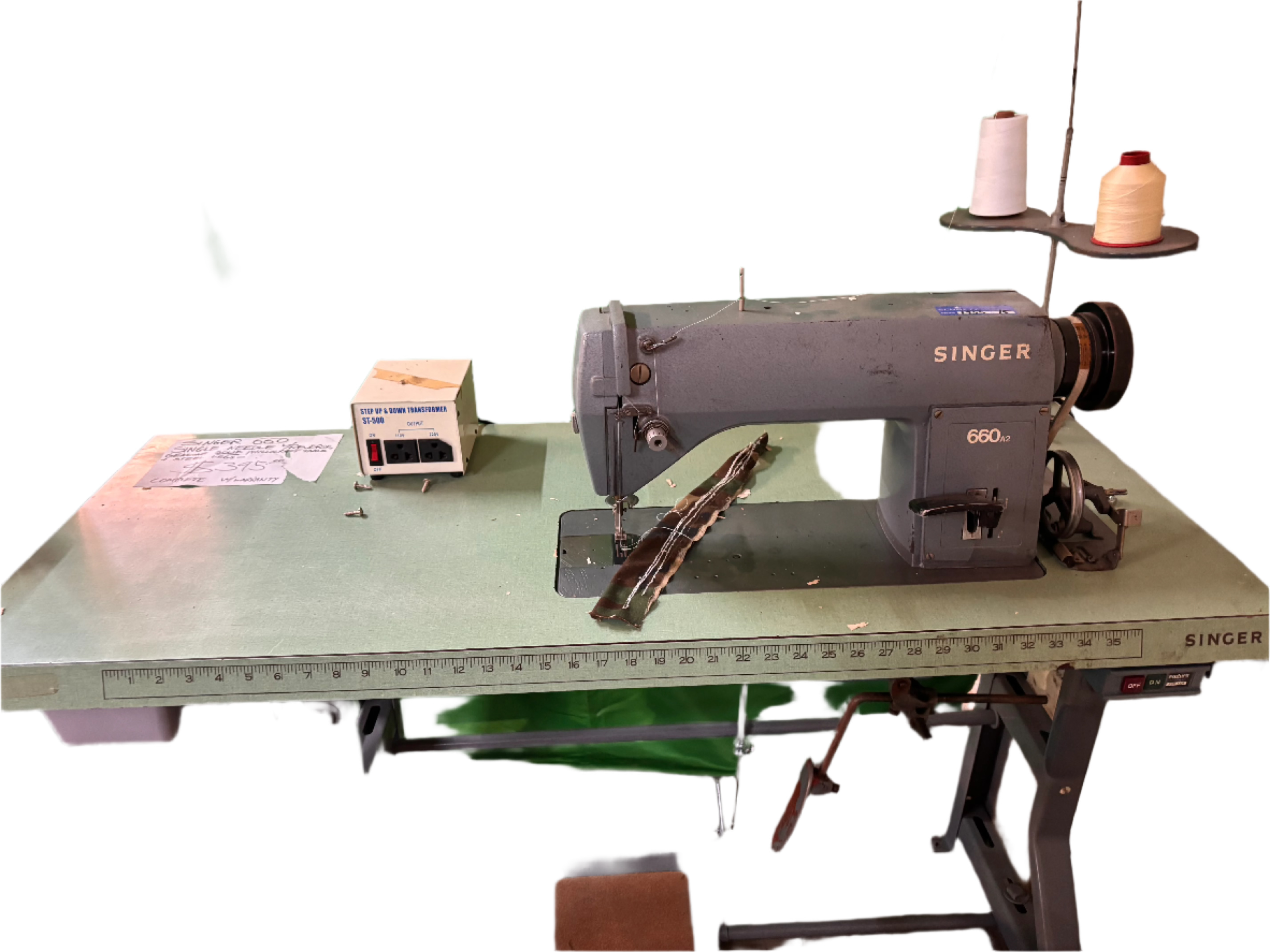 Used Singer 660 A2 Single Needle W/Reverse Genuine Solid Phillocraft table +Steel Legs Complete W/Warranty