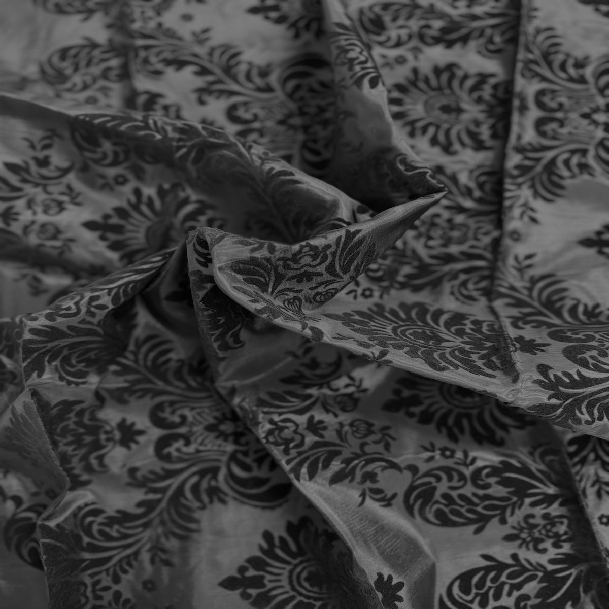 Damask Flocked Taffeta Fabric