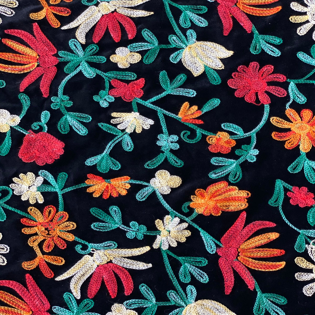 Briony Multicolor Floral Embroidered Stretch Velvet Fabric