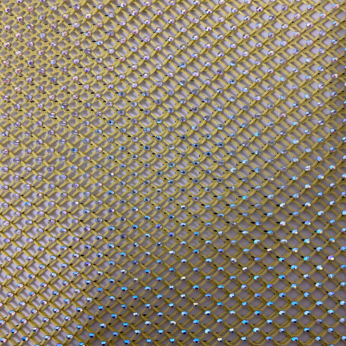 Serene Iridescent Rhinestone Fishnet Lace Fabric