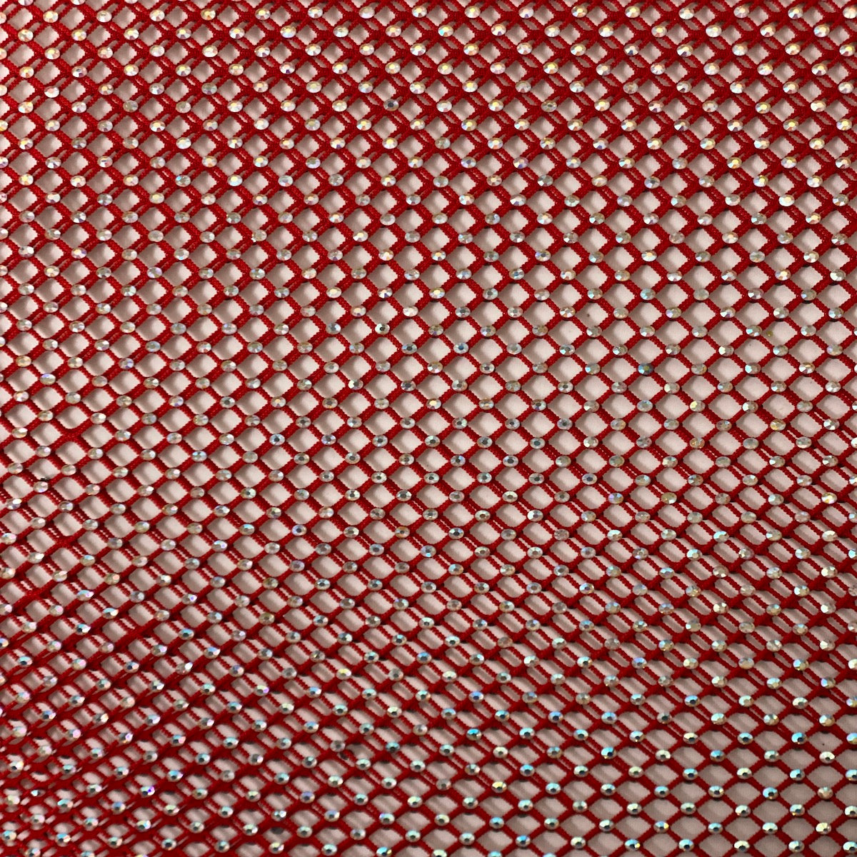 Serene Iridescent Rhinestone Fishnet Lace Fabric