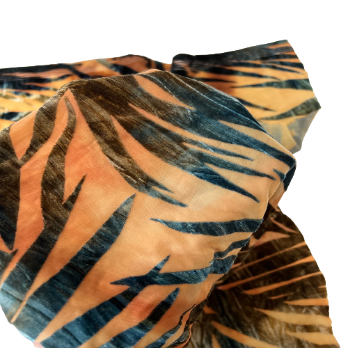 Palm Tree Floral Burnout Stretch Velvet Spandex Fabric