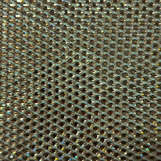 Serene Iridescent Rhinestone Fishnet Lace Fabric