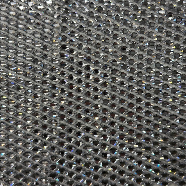 Serene Iridescent Rhinestone Fishnet Lace Fabric