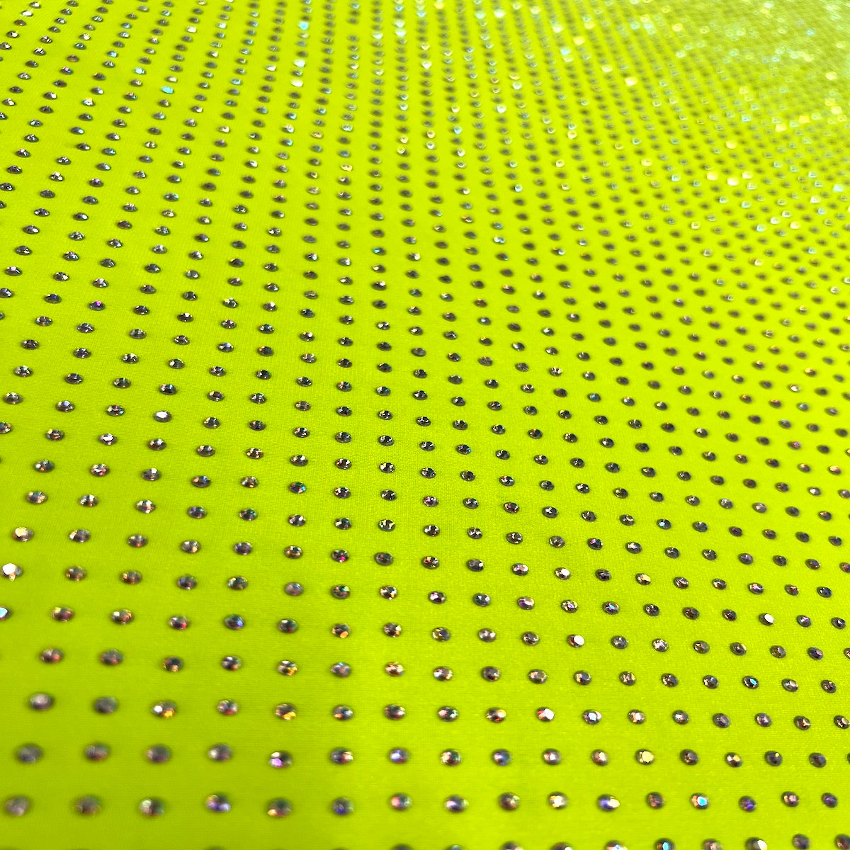 Iridescent AB Rhinestone Spandex Fabric