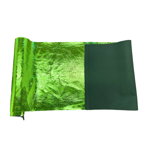 Crushed Distressed Foil Chrome Mirror Reflective Vinyl Fabric