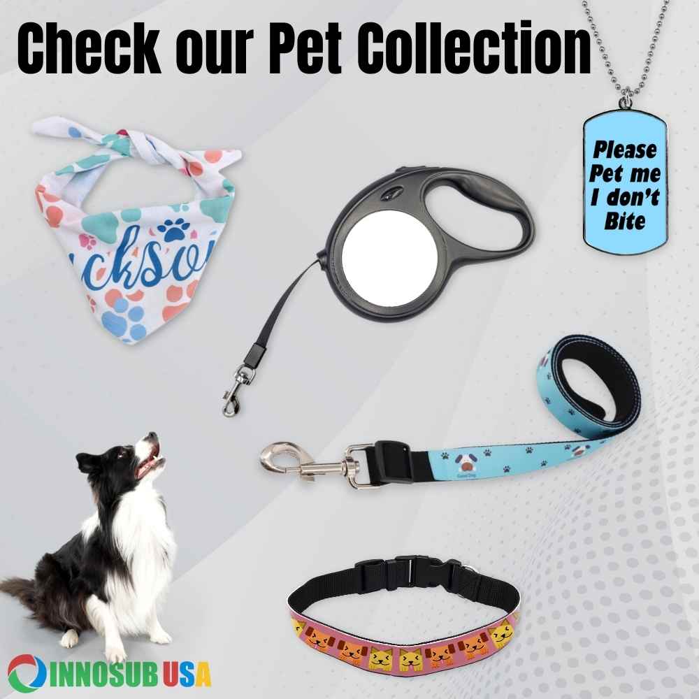 Sublimation Blanks Dog Collar Polyester Adjustable by INNOSUB USA - 3 Sizes
