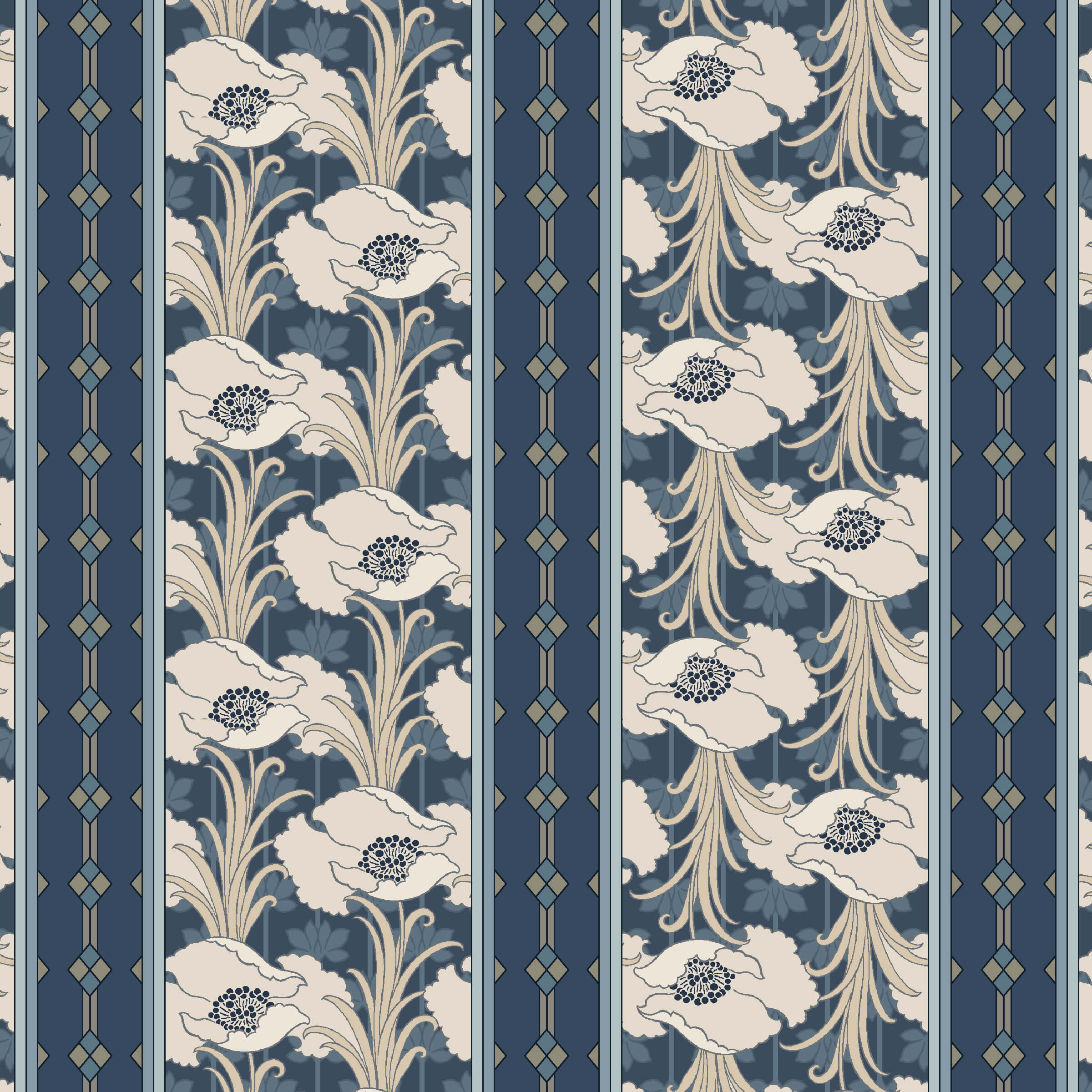 Nouveau - Deco Stripe - Navy (3-Yard Pack)