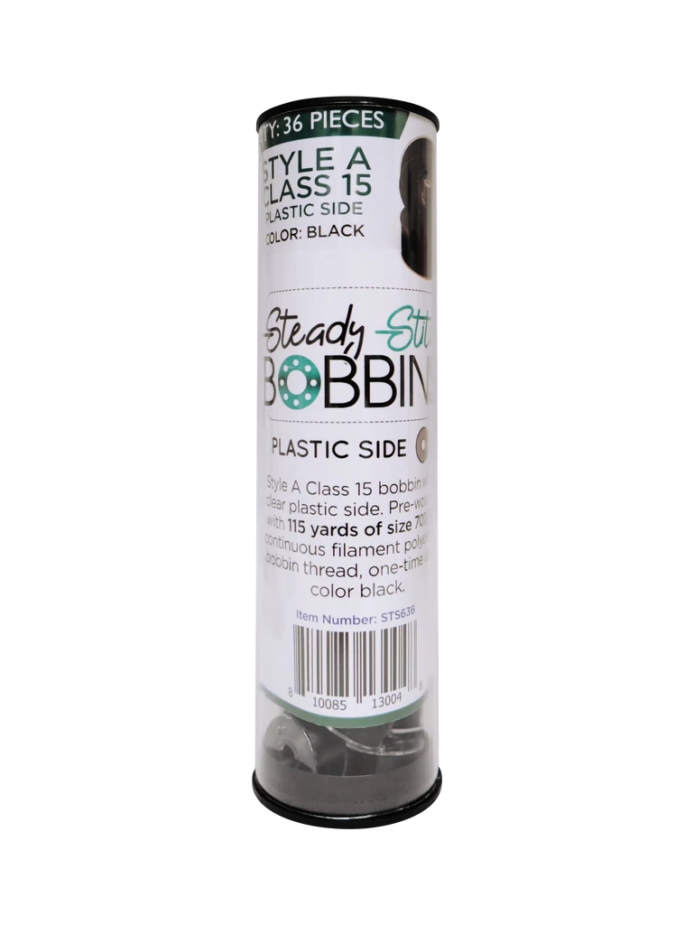 Steady Stitch Style A Plastic Sides Polyester Black Prewound Bobbins