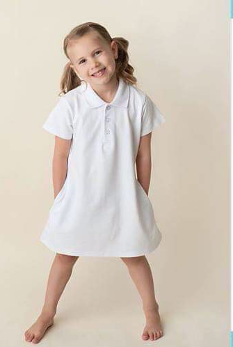 Girl's Short Sleeve Polo Dress with Pockets