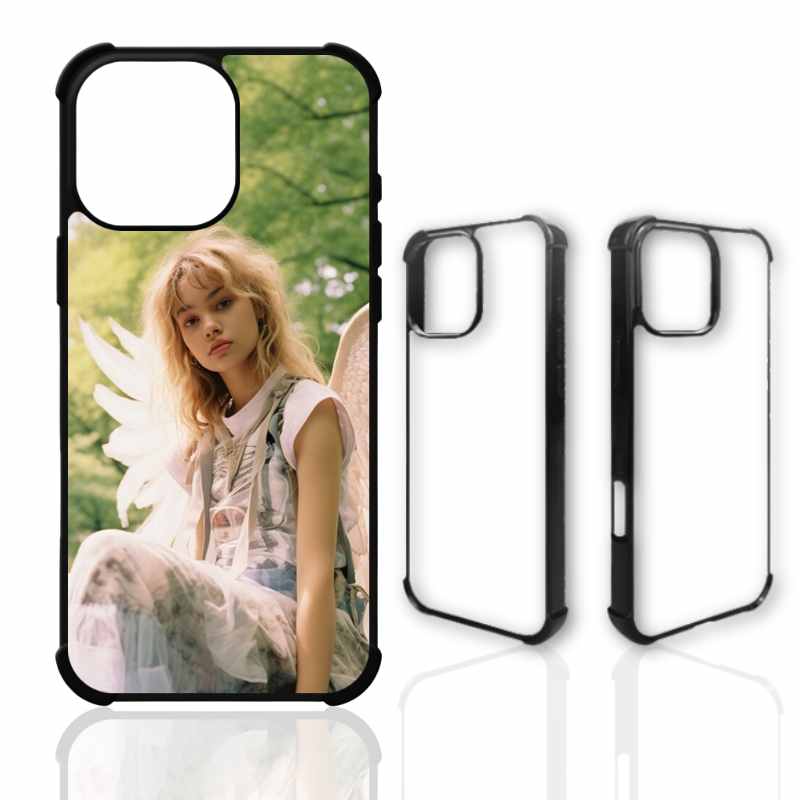 Sublimation Blanks 2D Bumper Anti-Shock Case for iPhone 15/16 Series - With White Glossy Aluminum Insert