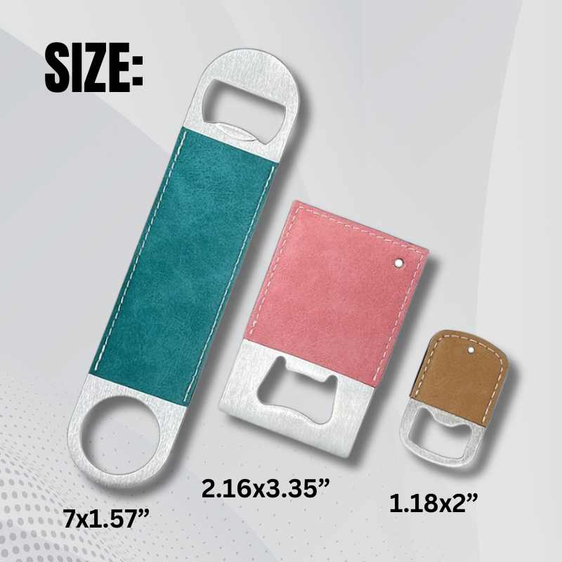 Sublimation Blanks Pu Bottle Opener Square/Long/Round - Green -Pink- Brown