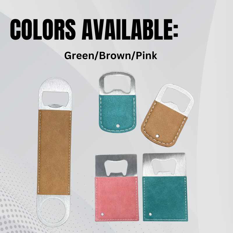Sublimation Blanks Pu Bottle Opener Square/Long/Round - Green -Pink- Brown