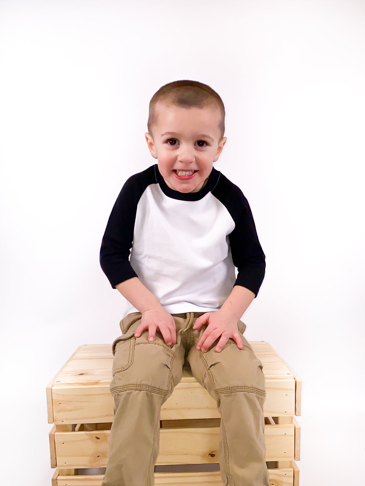 Unisex Raglan Shirt with White Body (12M-Toddler)