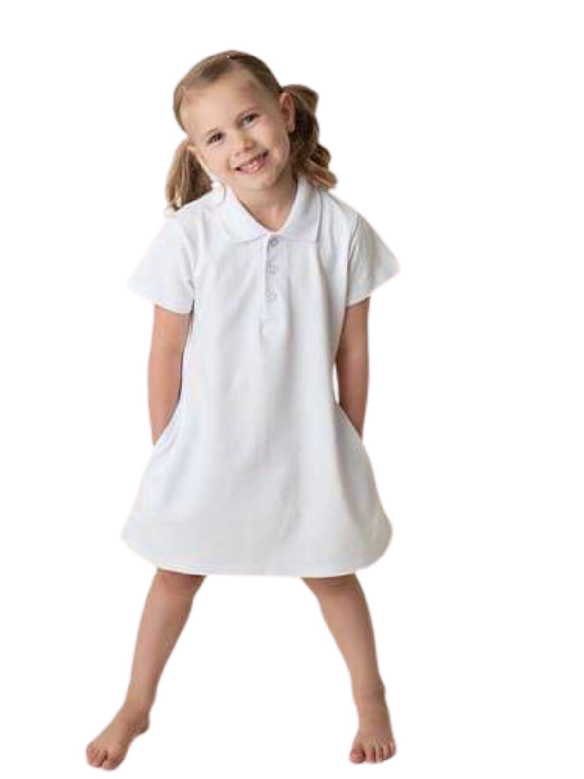 Girl's Short Sleeve Polo Dress with Pockets