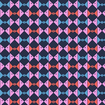 Mermaid in Blue Jeans - Geometric Fish (3-Yard Pack)