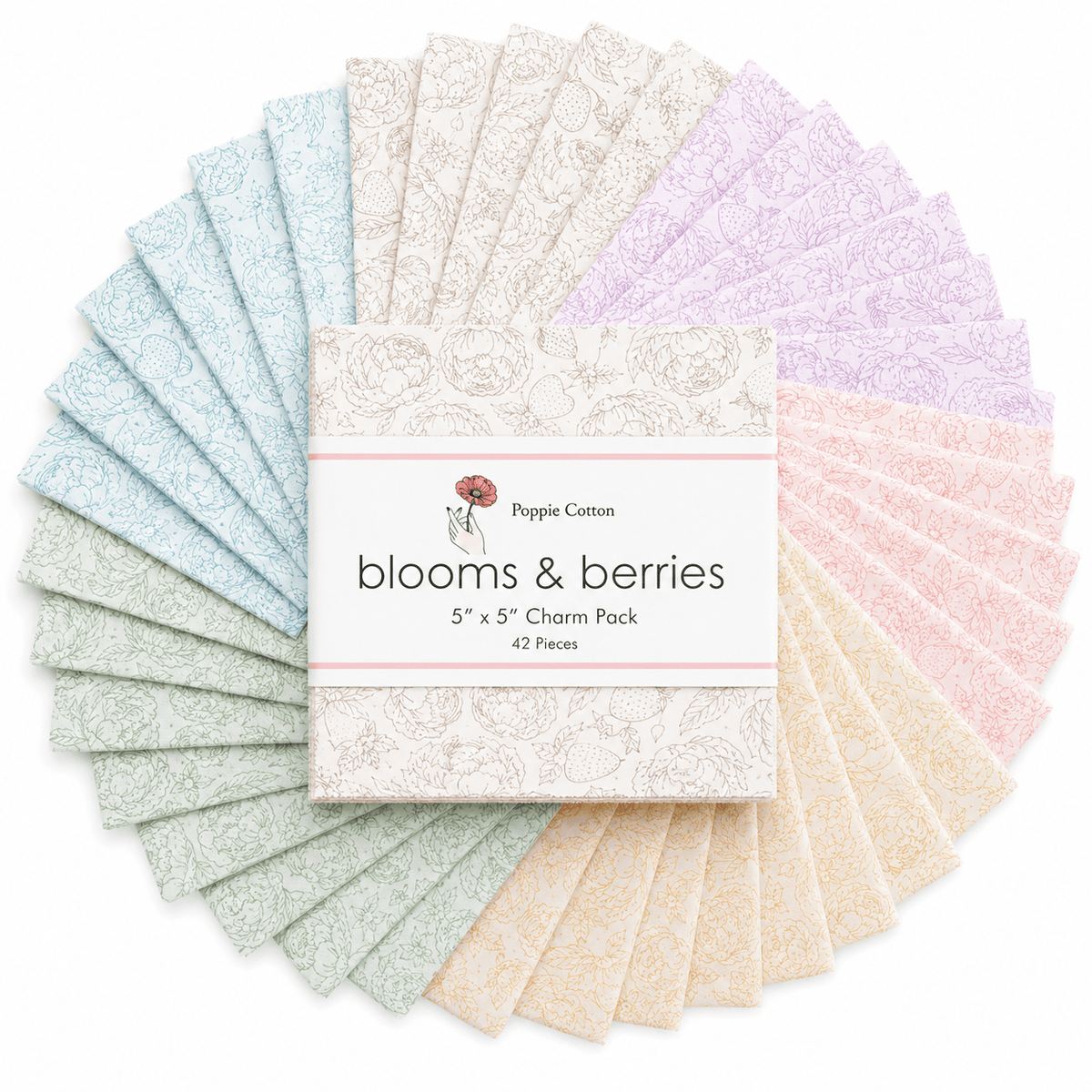 Blooms and Berries by Poppie Cotton - Charm Pack (42 Squares)