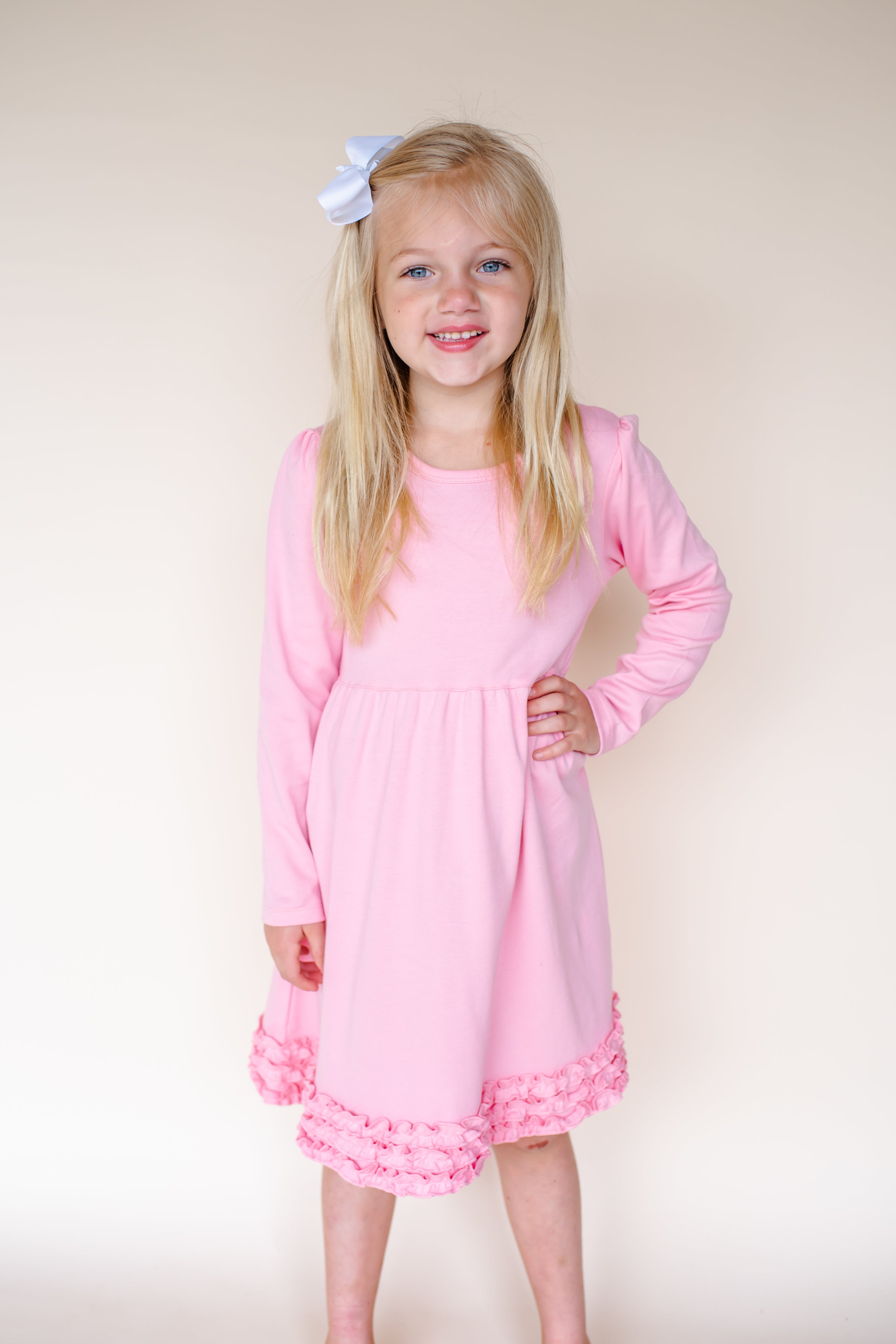 Girl's Long Sleeve Ruffle Empire Waist Dress (12M-Toddler)