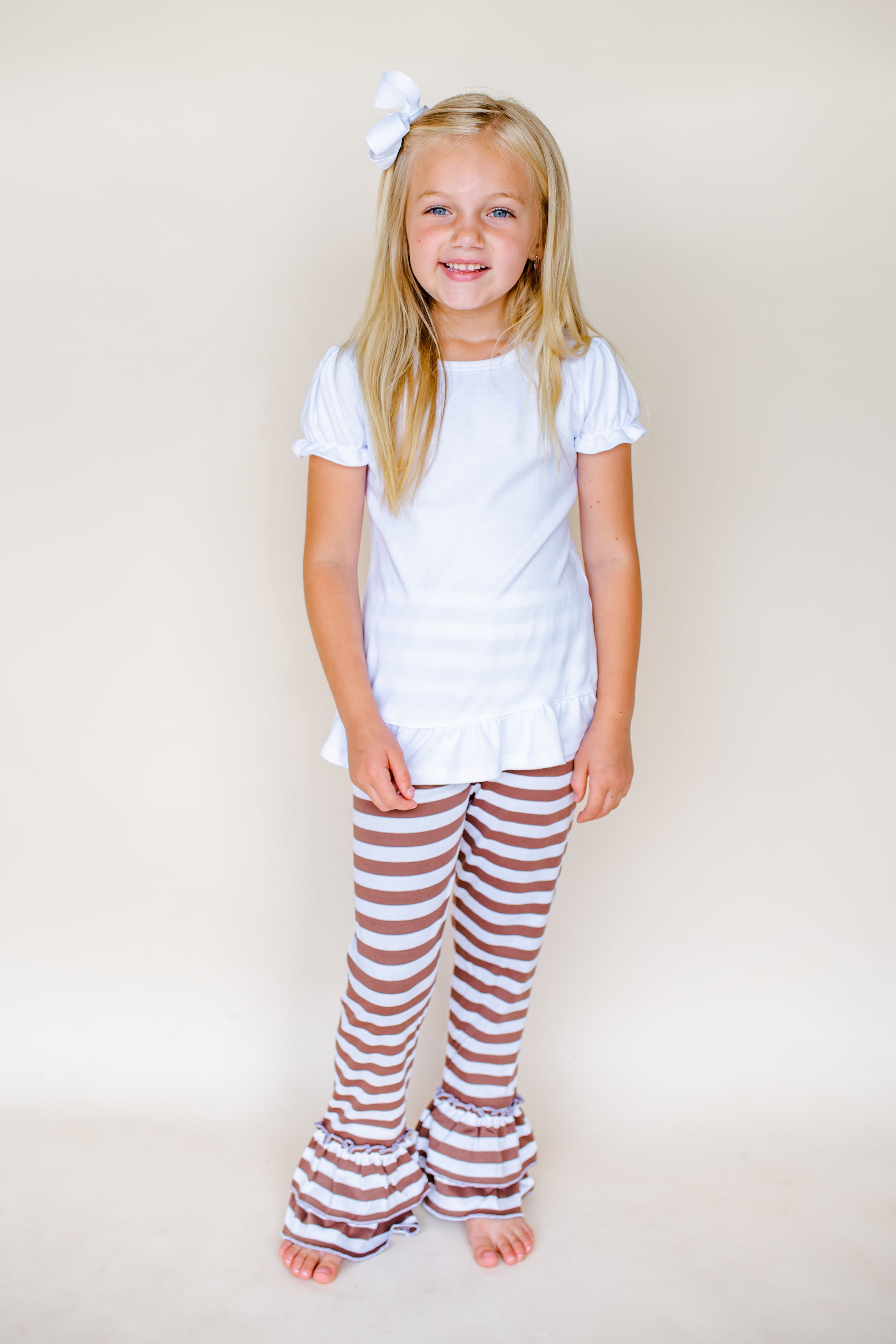 Girl's Striped Ruffle Pants