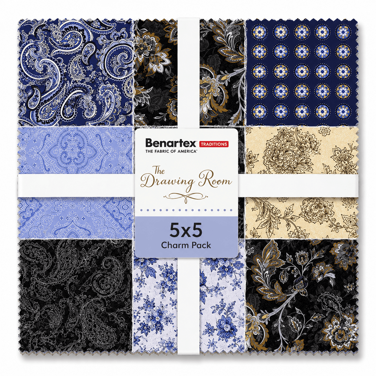 The Drawing Room by Benartex - 5x5 Charm Pack (42 Cuts)