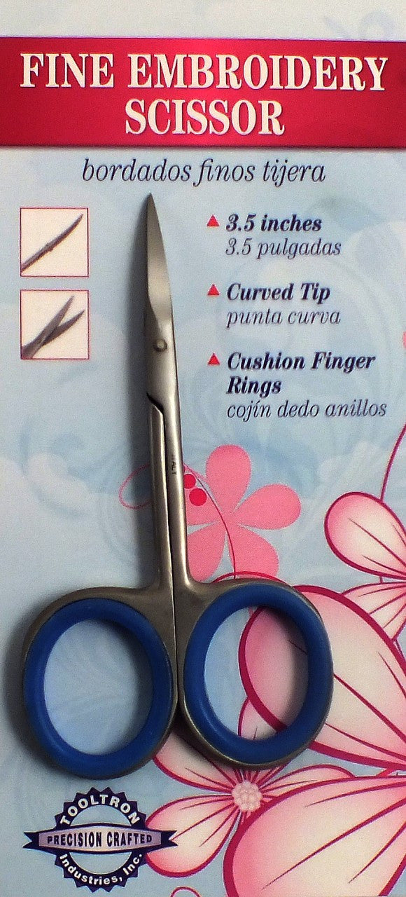 Toltron Fine Embroidery Scissor with Curved Tip 3 1/2in