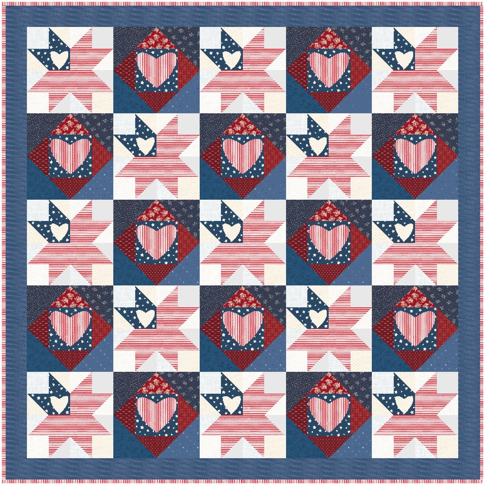 Love of Liberty Quilt Pattern - Paper Print Version, Mailed