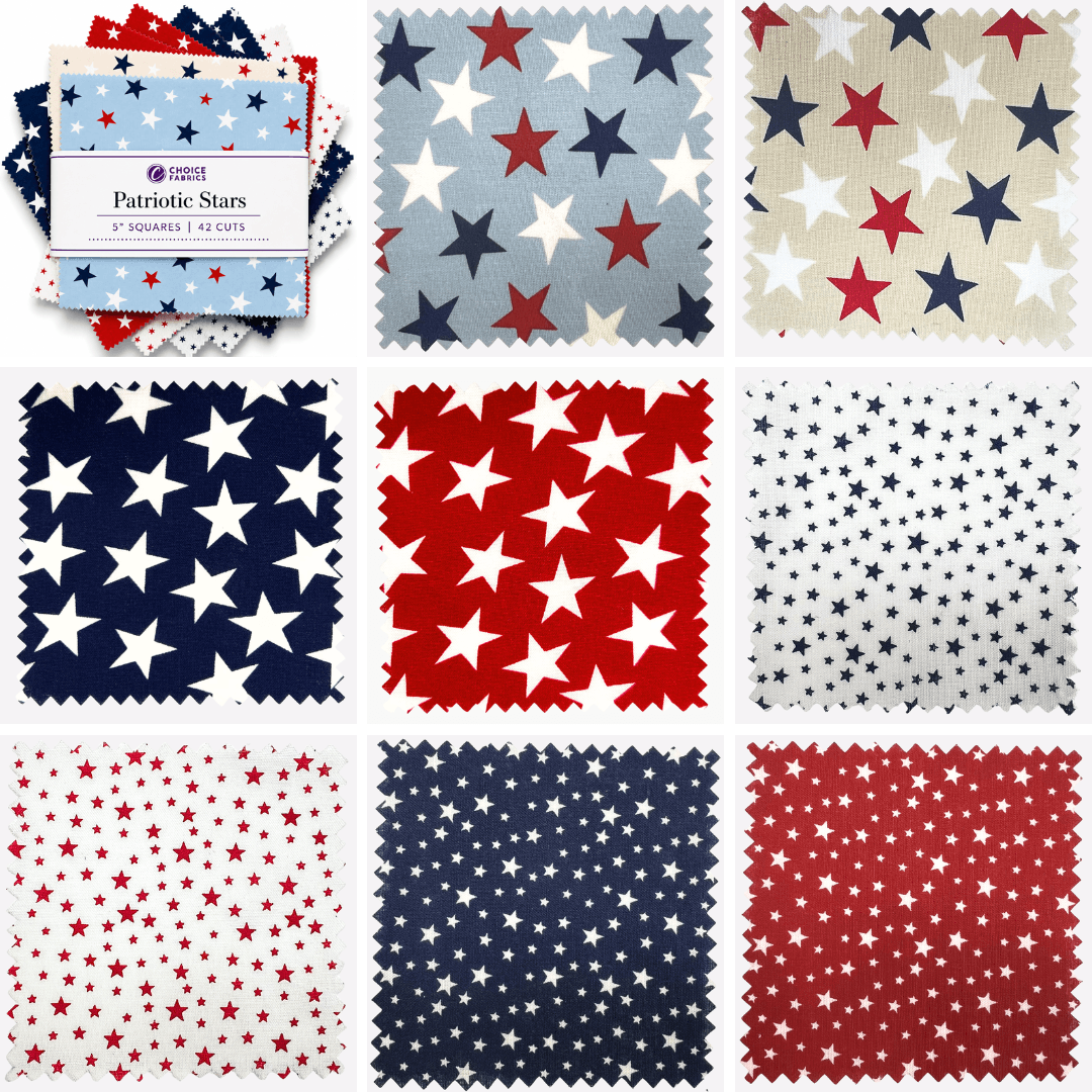 Patriotic Stars - Charm Pack (42 Squares)