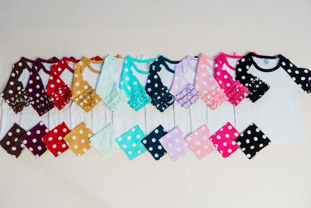 Girl's Polka Dot Triple Ruffle Raglans No