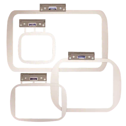 4-piece EZ Frames Combo Pack for XV Machines - Includes (1) 9.5” x 14”, (1) 8” x 8”, (1) 5’ x 7” and (1) 4” x 4” Hoops