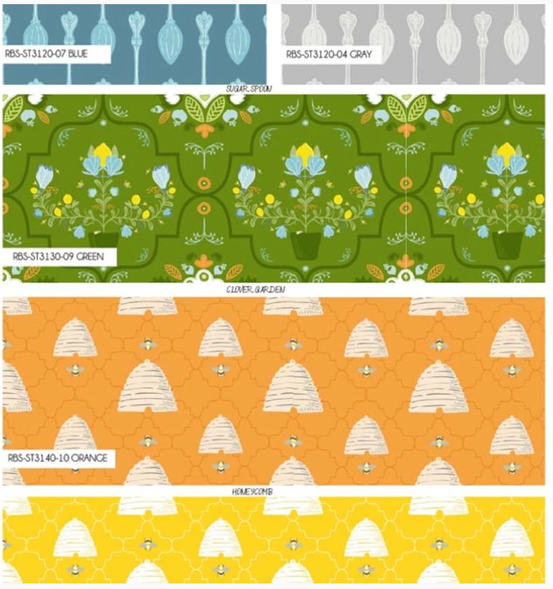 Sweet Tea and Honey Bees Fabric Collection from RB Studios