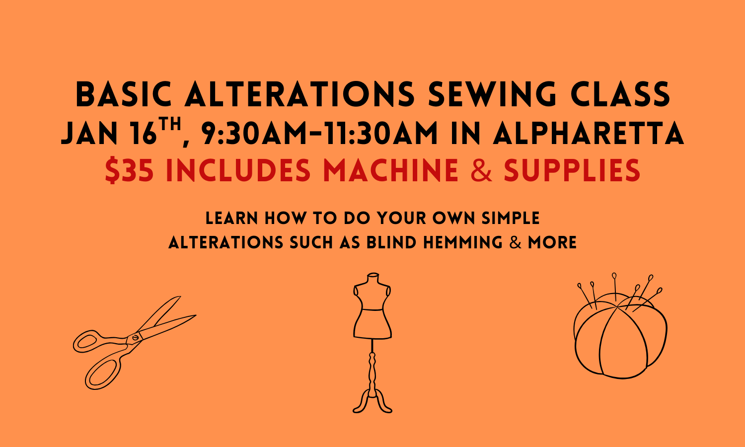 Basic Alterations Sewing Class 1/16/26