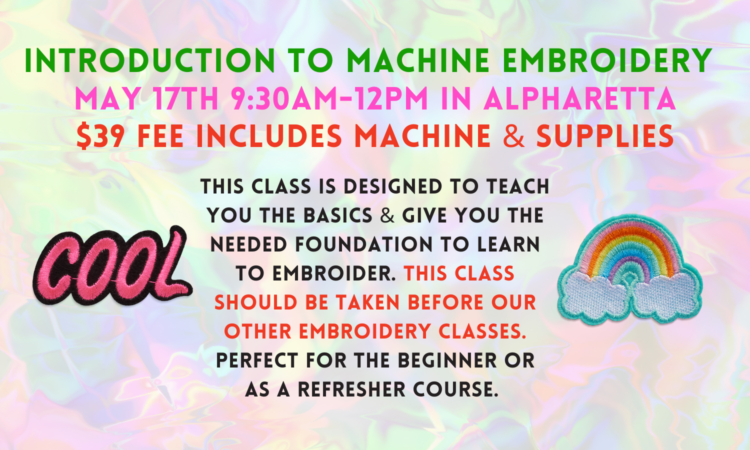 Introduction to Machine Embroidery 5/17