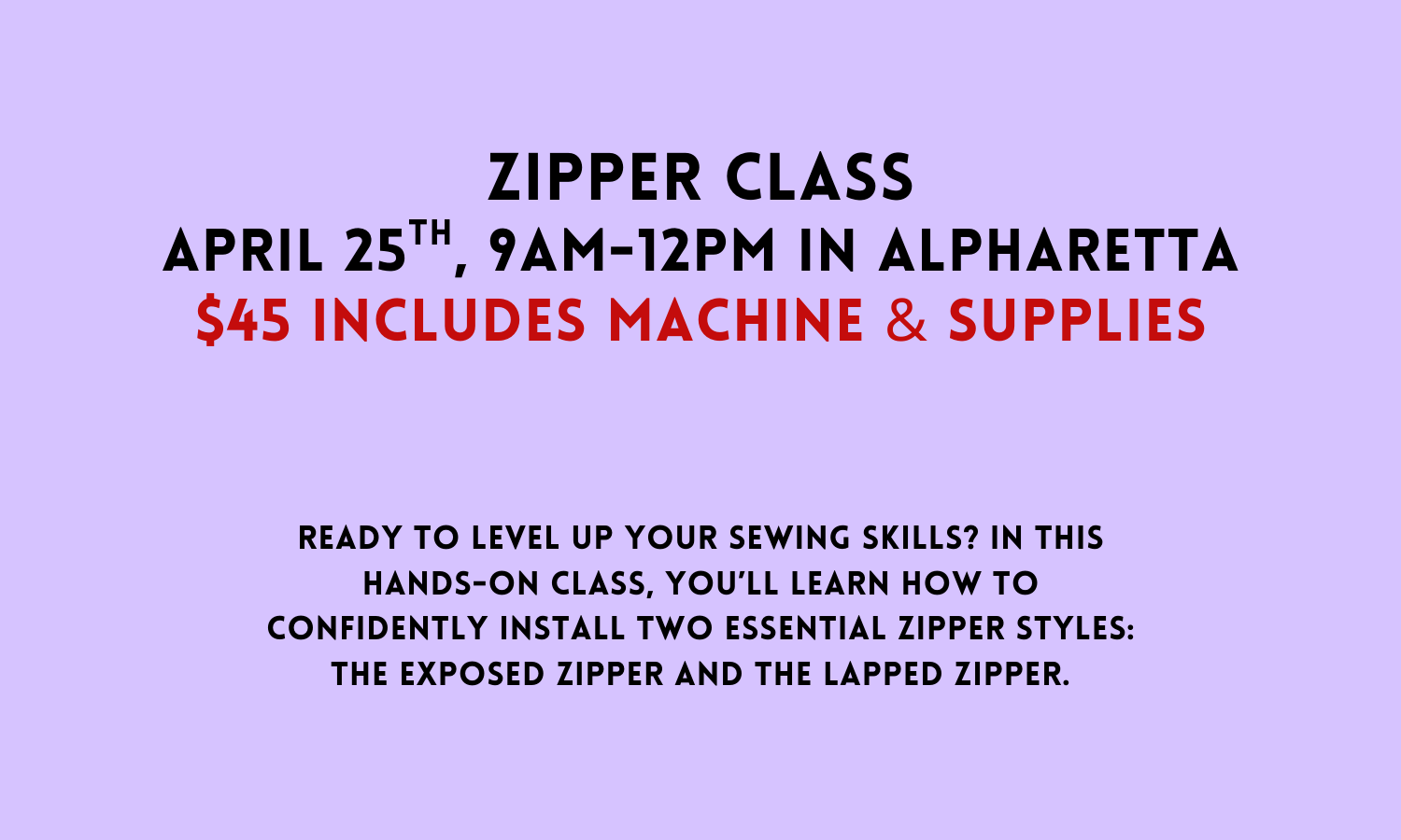 April 25 Zipper Class