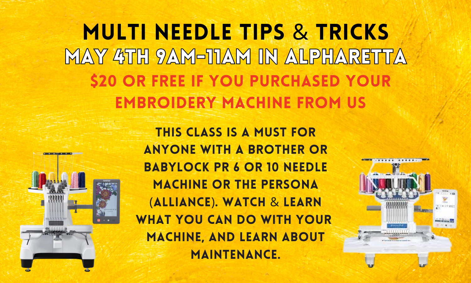 Multi Needle Tips & Tricks May 4 9:00am