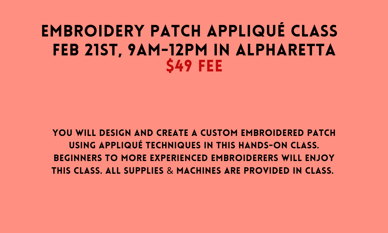 Embroidery Patch Appliqué class  2/21