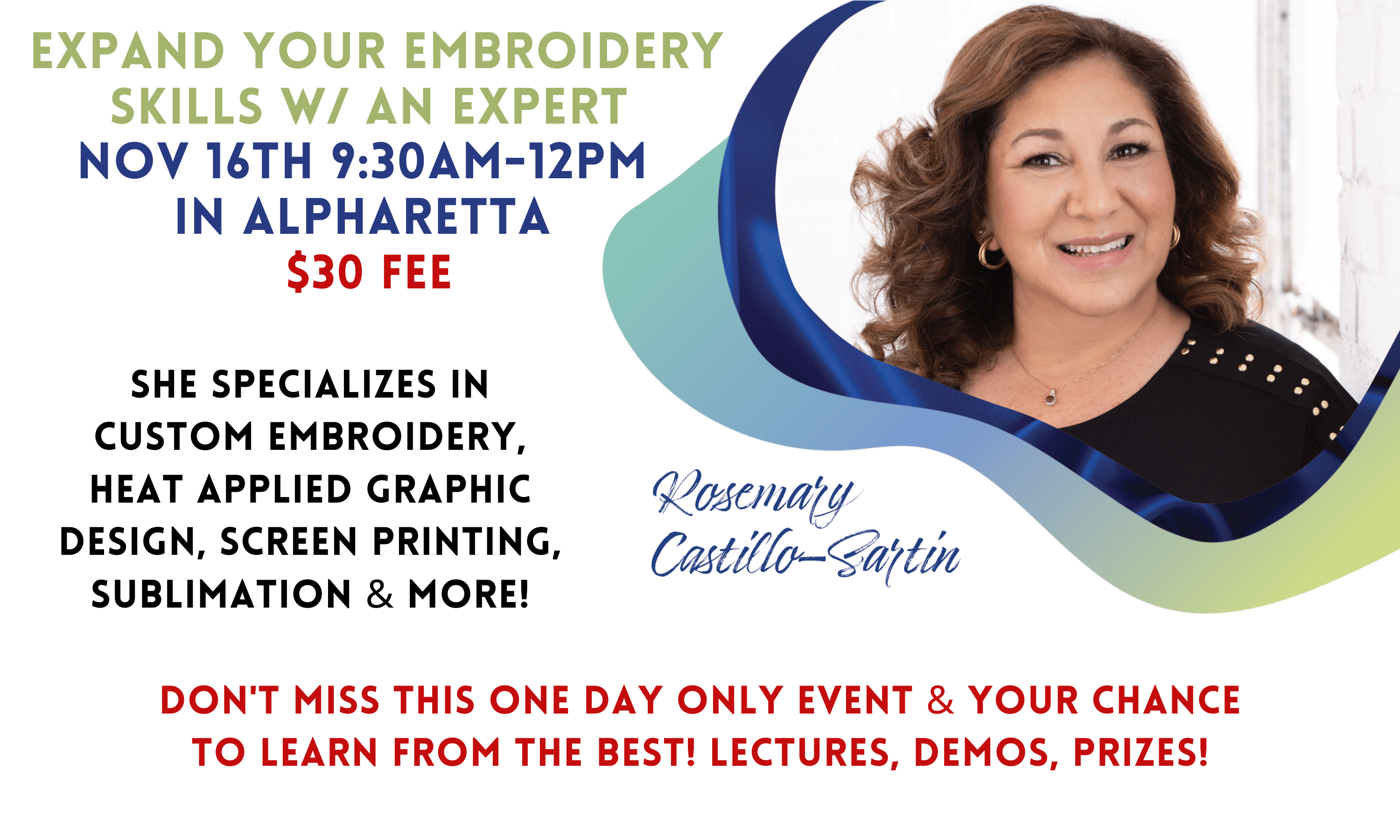 Expand your Embroidery Skills w/ An Expert 11/16 Tickets