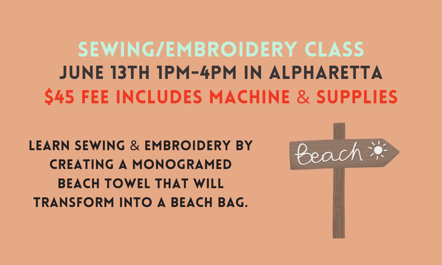Sewing/Embroidery Class 6/13