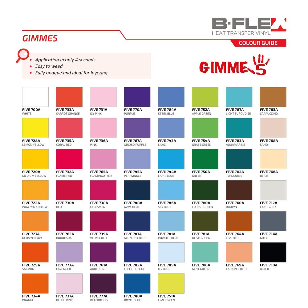 b-flex gimme5 evo multi-pack htv 12 sheets 12x15 basic colors
