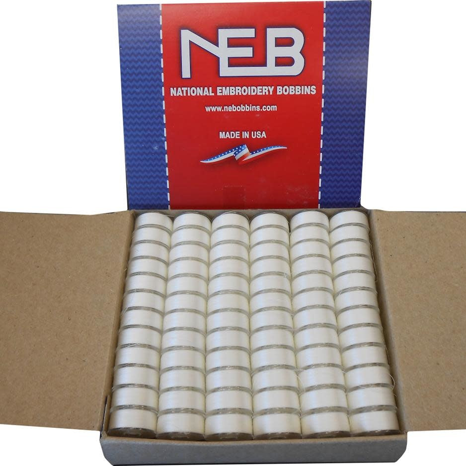 NEBS Plastic Sided Prewound L Bobbin 144ct White